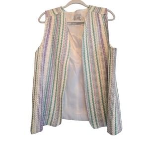Vintage 70's  womans Pykettes Vest‎ Size 18 pastel lavender stripes #122